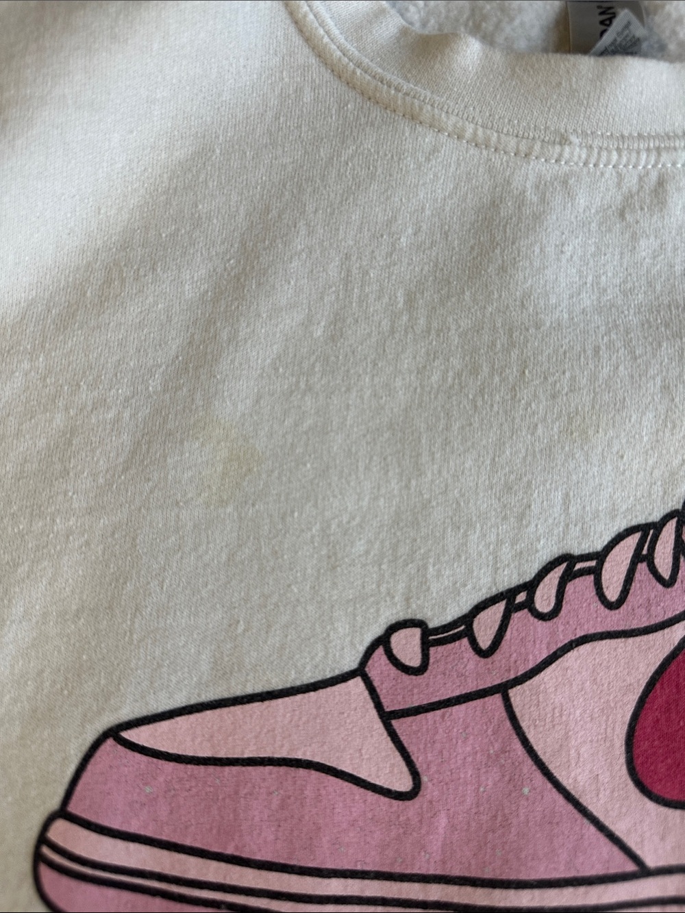 Nike White Crewneck with Pink Sneaker Graphic Women’s Large - Picture 4 of 4